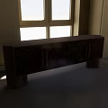 Elegant Entryway Console Side Cabinet With Wooden Pattern And Brass Legs Design 3d model