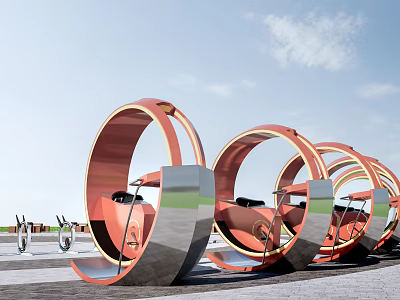 Outdoor Sports Training Equipment With Multiple Metallic Agility Rings For Fitness 3d model