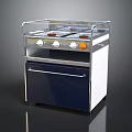 Retro Kitchen Stove Appliance With Four Burners And Blue Cabinet Drawer Design