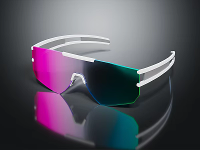 Fashionable White Frame Sunglasses With Pink Green Gradient Lenses And Sleek Design 3d model