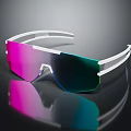 Fashionable White Frame Sunglasses With Pink Green Gradient Lenses And Sleek Design