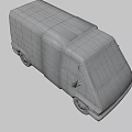 Blue And White Compact Delivery Van With Side Door And Front Panel Design 3d model