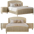 Modern Double Bed Set With Upholstered Headboard And Matching Nightstands For Contemporary Bedroom