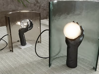 Artistic Modern Table Lamp With Hand Shaped Base And Transparent Glass Shade 3d model