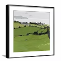 Set of Four Landscape Paintings With Green Fields Hills Trees And Path 3d model