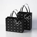 Stylish Black Shopping Bags with Diamond Pattern and Et Moi Text for Daily Use
