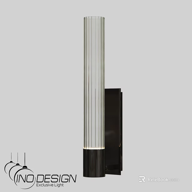 Modern Wall Lamp With Vertical Glass Shade And Black Base For Home Decor 3d model 