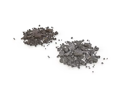 Close Up View of Natural Stone Wood Chips in Two Piles on White Background 3d model