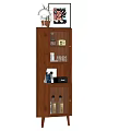 Modern Wooden Decorative Cabinet With Shelves Books Decorations Wine Bottles And Top Lamp