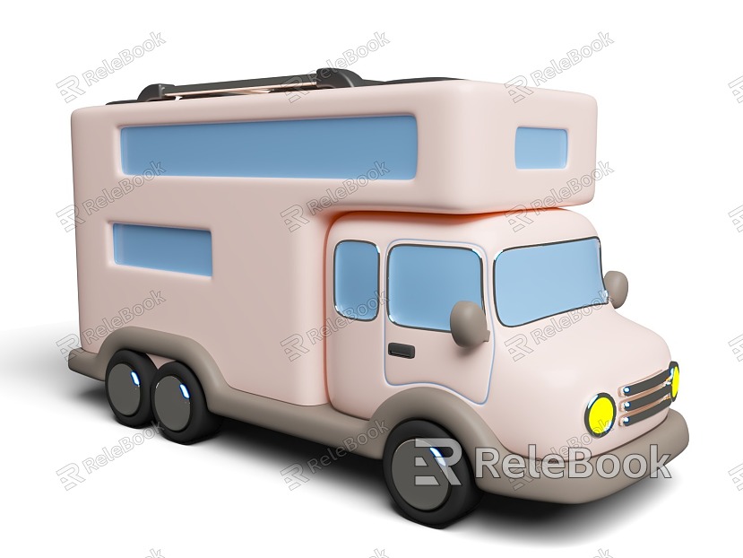 Cartoon Style Mg Style Camper Cartoon Travel Vacation Theme Vacation Trip Cartoon Style Travel RV model