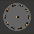Orange Small Road Roller Construction Vehicles Arranged in Circular Formation