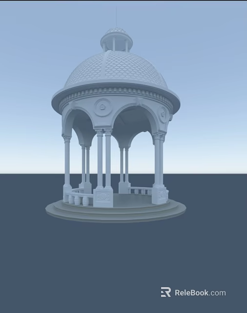 Classic Gazebo with Ornate Dome Columns and Detailed Base in Architectural Rendering 3d model 