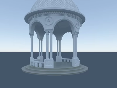Classic Gazebo with Ornate Dome Columns and Detailed Base in Architectural Rendering 3d model