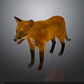 Orange Fox 3D Model With Black Ears Legs Tail Open Mouth And Gray Background