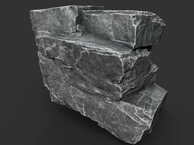 Natural Stacked Rocks Formation With Rough Gray Stone Texture And Layers 3d model