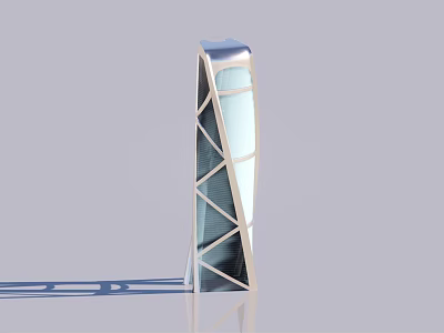 Modern Skyscraper Featuring Glass Curtain Wall And Unique Geometric Architectural Design 3d model