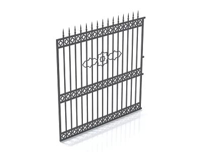 Traditional Design Decorative Wrought Iron Fence With Spiked Top And Intricate Patterns 3d model