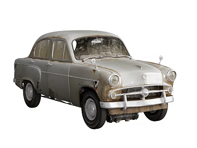 Vintage Classic Car With Rusty Exterior And Old Fashioned Design Details 3d model