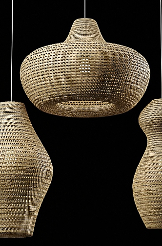 Rattan chandelier 02 3d model