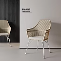Woven Rattan Outdoor Chair With Armrests Comfortable Seat And White Metal Legs