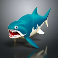 Cartoon Shark Toy Figure With Blue White Body Open Mouth And Sharp Teeth