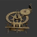 Antique Mechanical Clock with Intricate Brass Gears and Dial on Square Base