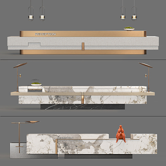 Modern reception desk reception desk bar combination 3d model