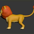 Cute Cartoon Lion Toy Figure With Red Mane Yellow Body And White Paws