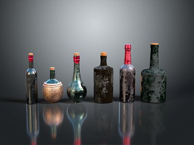 Old Bottle Old Medicine Bottle Empty Bottle Glass Bottle Container Realistic model