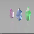 Colorful Geometric Crystals in Pink Blue Green with Shiny Surface and Dark Background