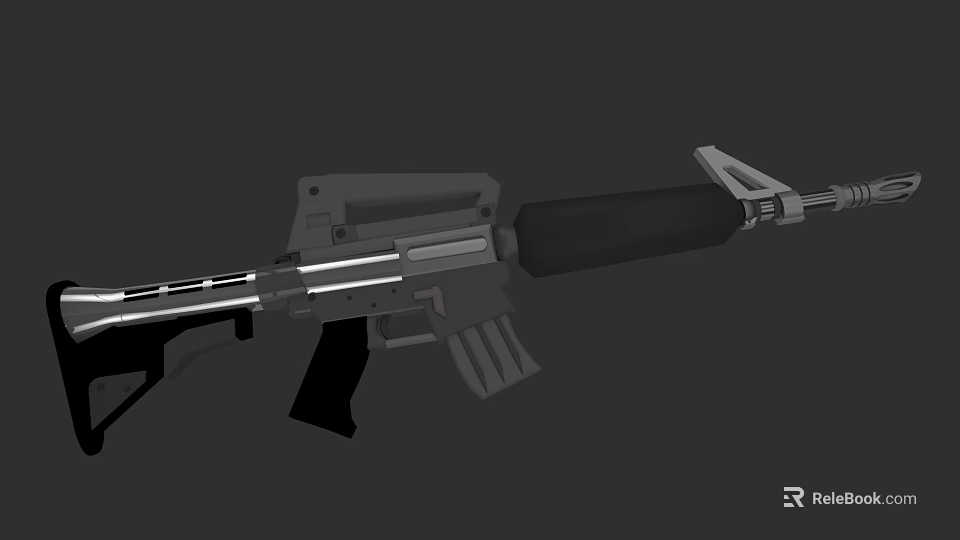 Modern Tactical Rifle With White Accent Lines And Ergonomic Grip Structure 3d model 