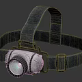 Durable Gray Strap Headlamp With Metal Lamp Head For Outdoor Activities
