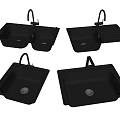 Modern Black Kitchen Sinks With Double Single Bowl Faucet And Drainer Design