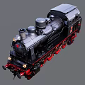 Vintage Black Steam Locomotive Model With Red Wheels And Metal Details