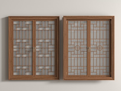 New Chinese-style openwork window grilles window pane grillage round window 3d model