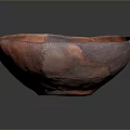 Handcrafted Bowl Shaped Sculpture With Orange Red And Dark Purple Cracked Surface
