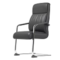 Black Leather Office Chair With Metal Armrests And Sturdy Metal Legs
