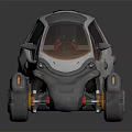 Futuristic Concept Car With Gray Body And Dark Windows Yellow Rims And Rounded Unique Design