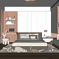 Modern Kids Room Interior Design With Bed Desk Shelves Ceiling Light And Stuffed Toys