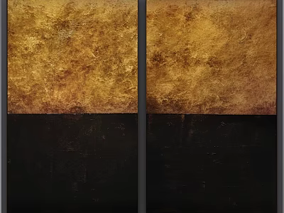 Pair of Decorative Frames with Gold Textured Top and Black Bottom Wall Art 3d model