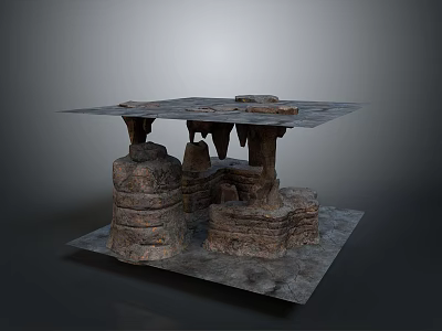 Breathtaking Natural Geological Rock Landscape with Stone Pillars Supporting Flat Top Platform 3d model
