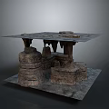Breathtaking Natural Geological Rock Landscape with Stone Pillars Supporting Flat Top Platform