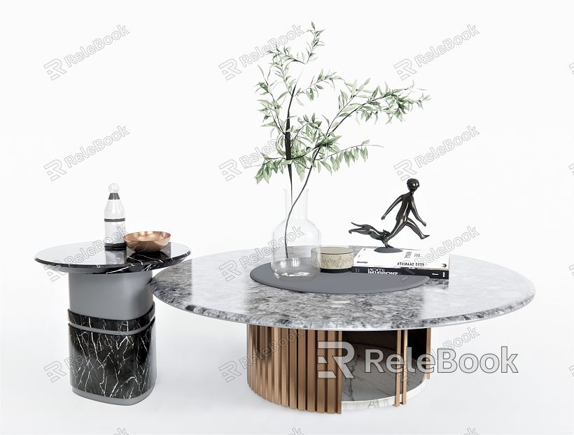 Modern Coffee Table Side Table Round Coffee Table Side Table Coffee Table Plant Vase Ornaments Low Table model