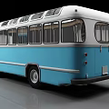Vintage Blue And White Bus With Classic Exterior Design And Retro Windows