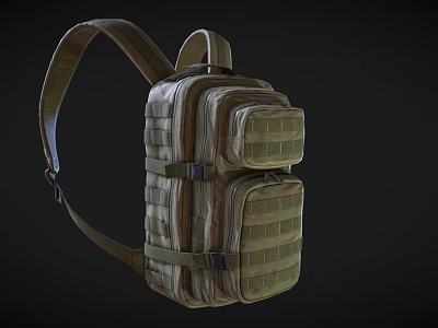 Tactical Backpack With Multiple Pockets Striped Design Durable Material And Adjustable Shoulder Straps 3d model