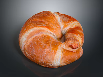Freshly Baked Golden Croissant With Flaky Layers And Buttery Texture On Dark Background 3d model