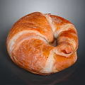 Freshly Baked Golden Croissant With Flaky Layers And Buttery Texture On Dark Background