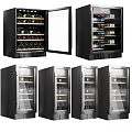 Multiple Styles of Modern Wine Refrigerators with Glass Door and Stainless Steel Design