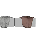 Light Gray And Brown Blankets On White Pedestals With Dark Background 3d model