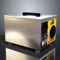 Modern Stainless Steel Kitchen Appliance Featuring Silver Body Black Handle And Yellow Panel